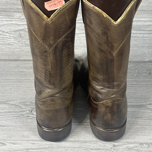 Justin Western Cowboy Roper Boots Women Size 7.5D Vintage USA Brown Leather - Picture 4 of 9